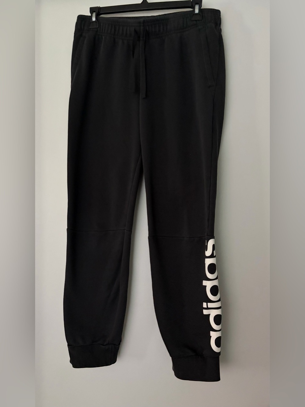 adidas Black Jogger Sweatpants with White Side Logo